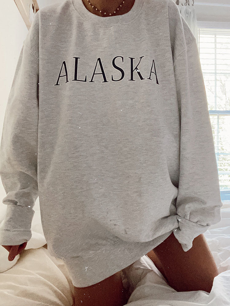 Ladies Alaska Printed Long Sleeve Crewneck Sweatshirt