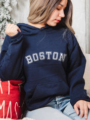 Womens Boston Letter Printed Hoodie