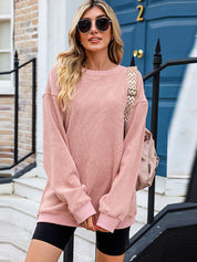 Women's Solid Knit Baggy Crewneck Sweatshirt