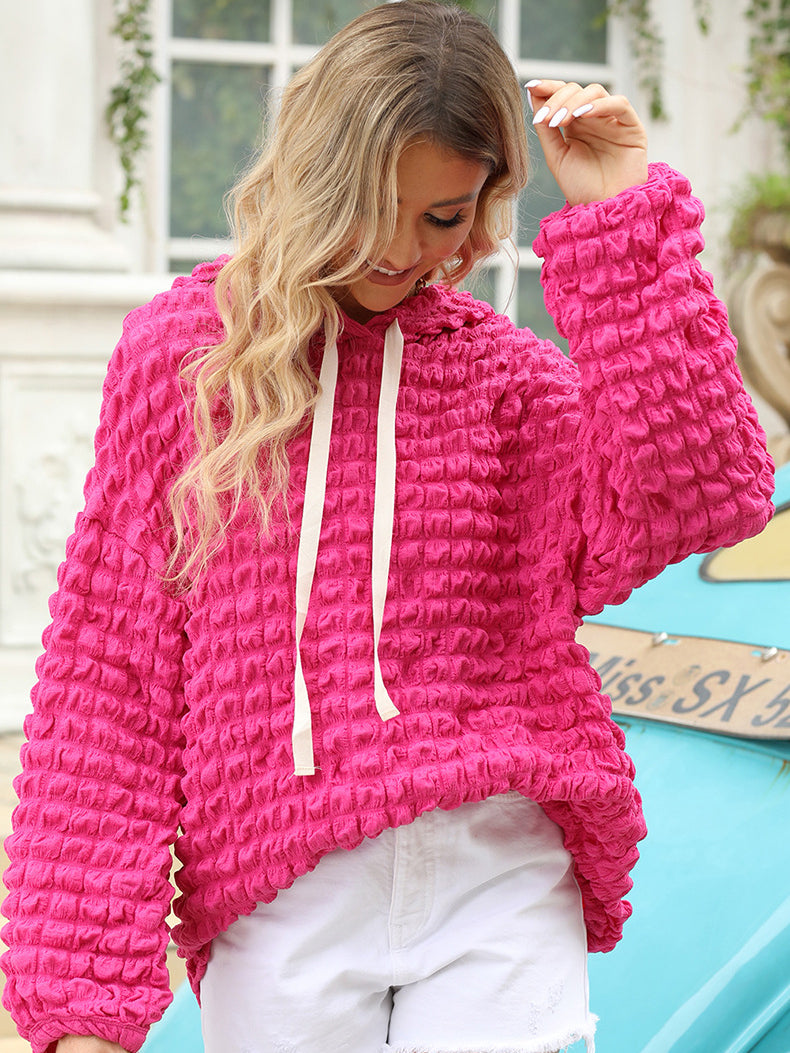 Women's Oversized Bubble Textured Waffle Hoodie