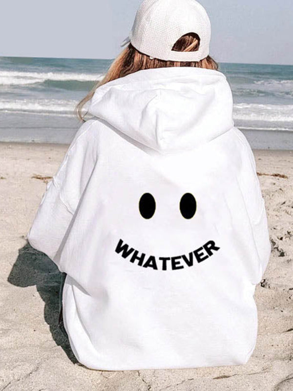 Casual Ladies Whatever Smiley Face Hoodies