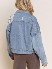 Women's Cowgirl Fashion Snakeskin Patched Denim Jacket