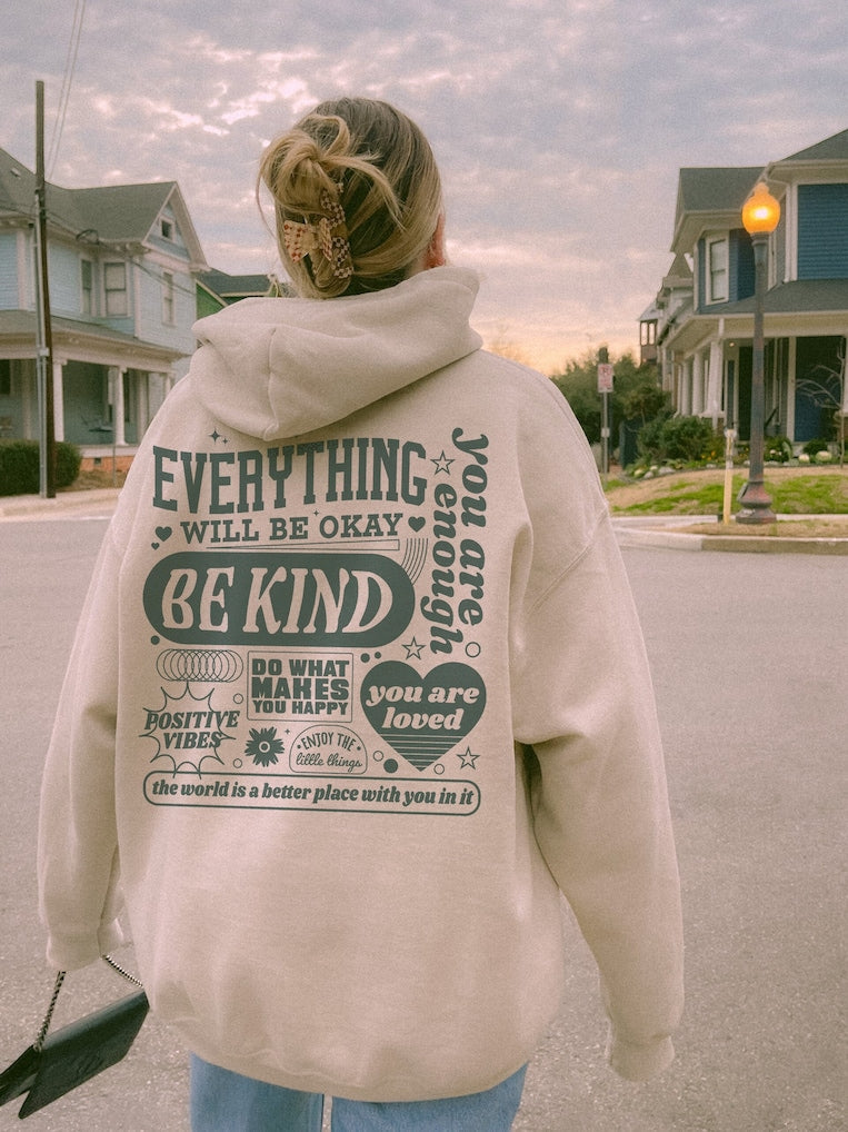 Aesthetic Everything Will Be Okay Positive Mental Health Hoodie