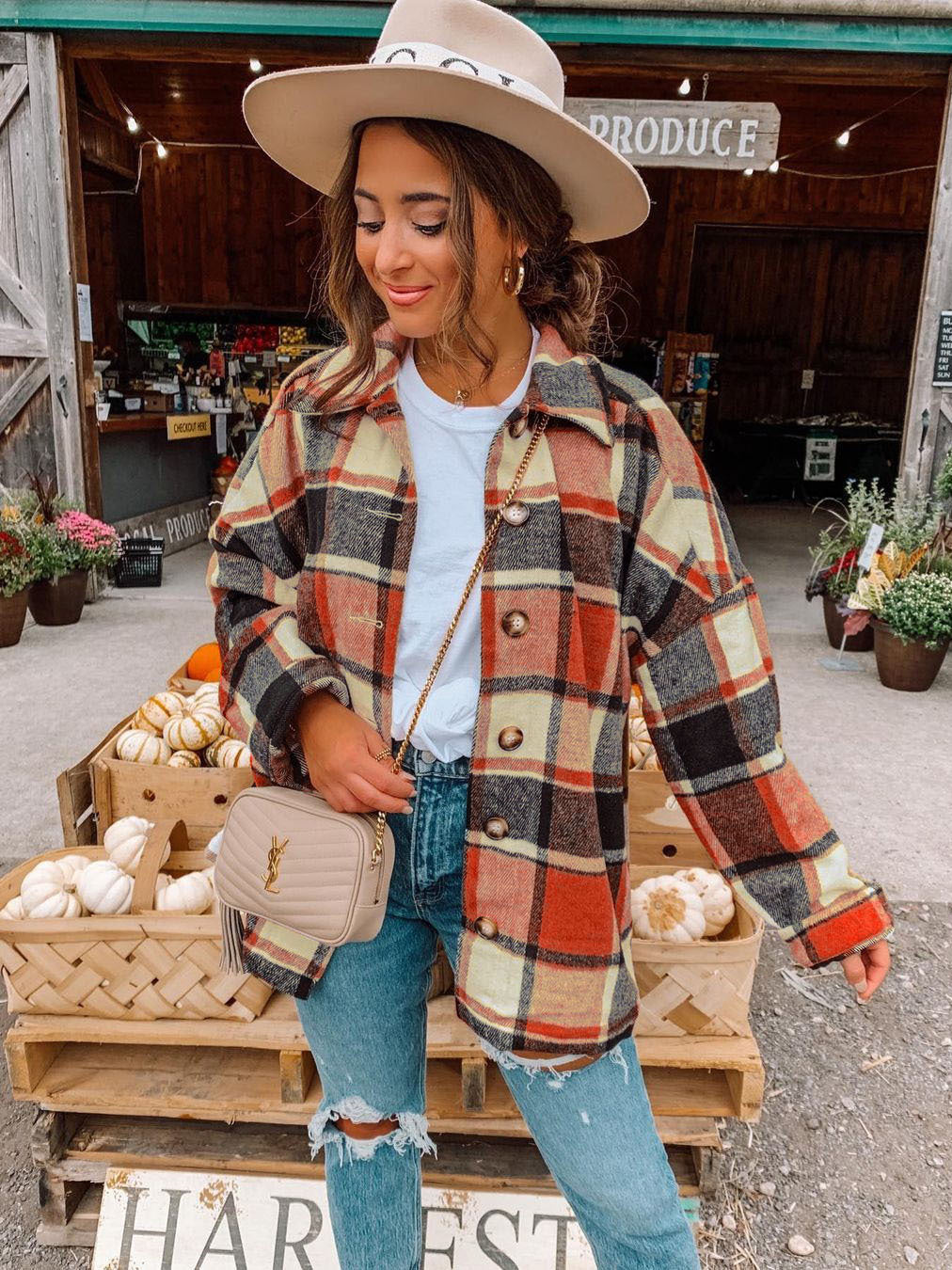 Women's Retro Plaid Wool Blend Overshirt Shacket