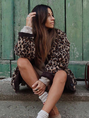 Women's Retro Leopard Faux Shearling Coat