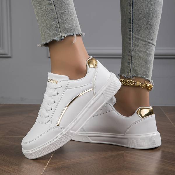 Gold Trim Lace-Up Sneakers