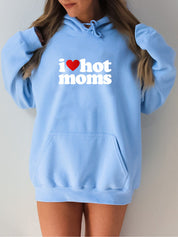 Unisex Light Blue I Love Hot Moms Preppy Oversized Hoodies