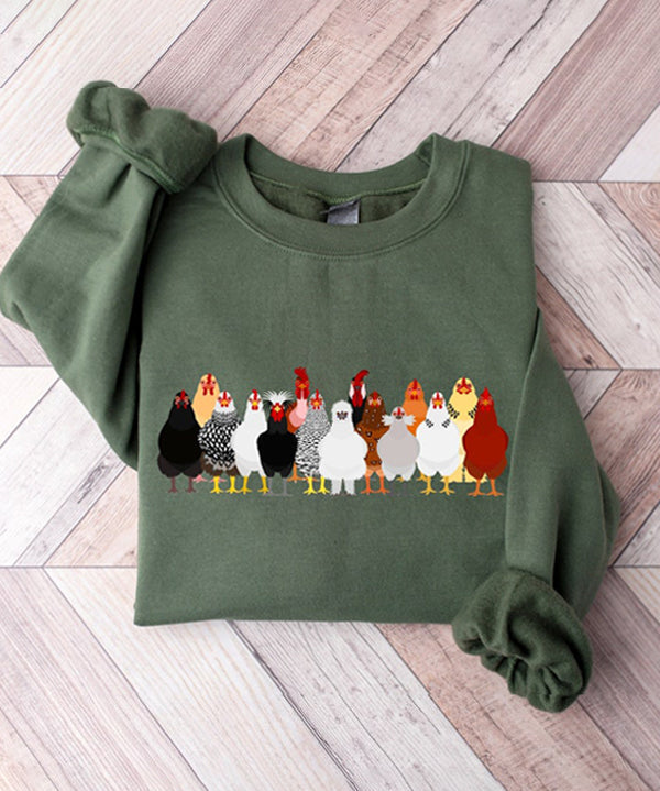 Women's Chicken Love Funny Farmer Crewneck Sweatshirt