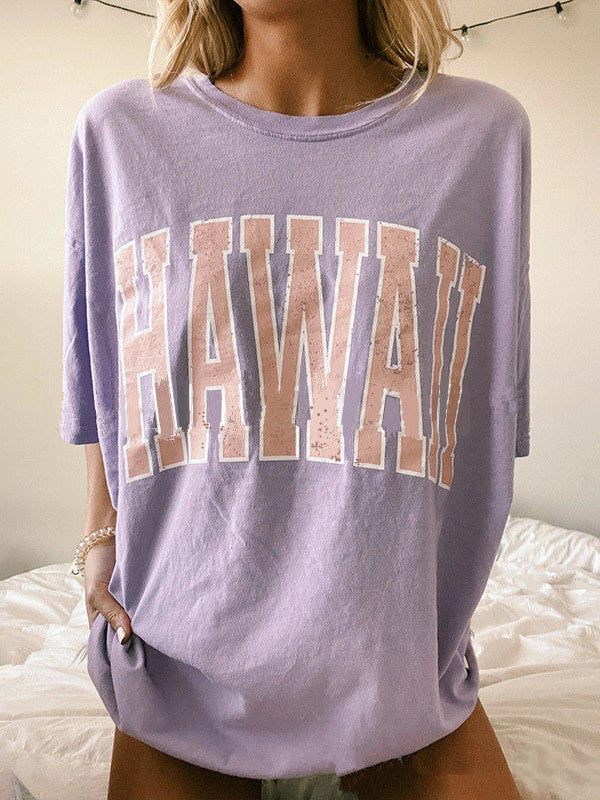 Ladies Hawaii Printed Short Sleeve T-shirt