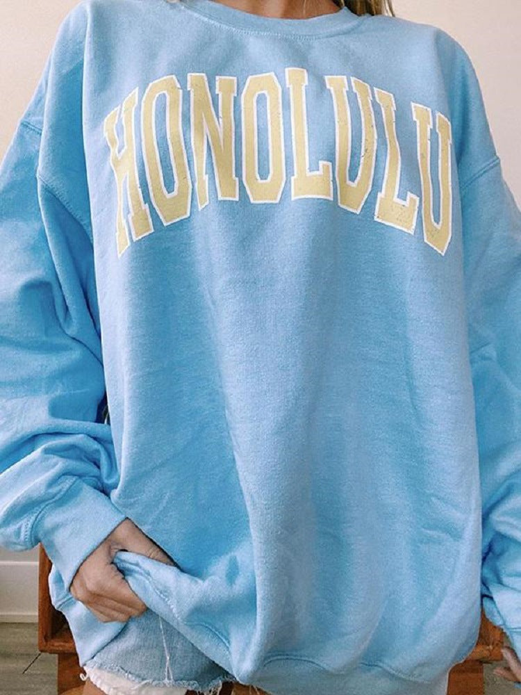 Ladies Oversized Honolulu Crewneck Sweatshirt
