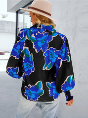 Women's Puff Sleeve Tie Dry  Button-Up Blouse
