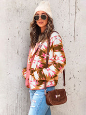 Women's Western Cowgirl Aztec Pattern Fleece Buttoned Jacket