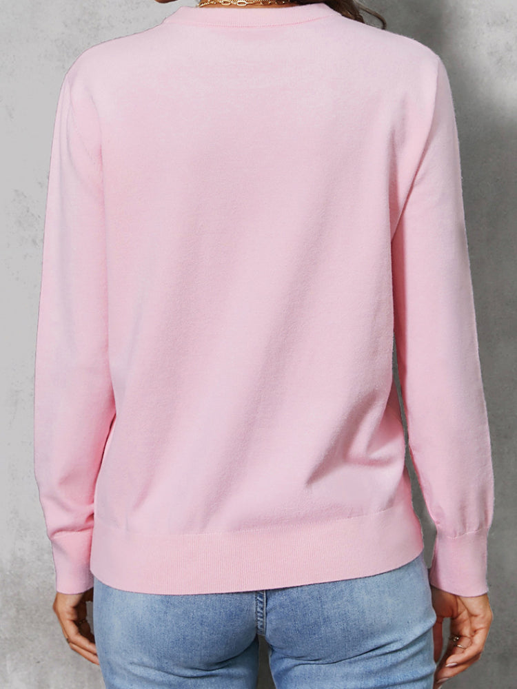 Women's Casual Merry Everything Pink Knit Sweater