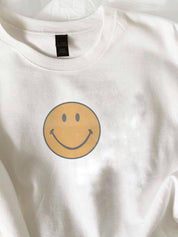 Women's Preppy Happy Smiley Face Crewneck Sweatshirt