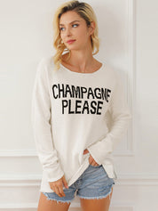 Women's Crewneck Champagne Please Slit Sweater