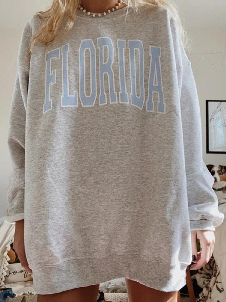 Ladies Florida Printed Oversized Crewneck Sweatshirt