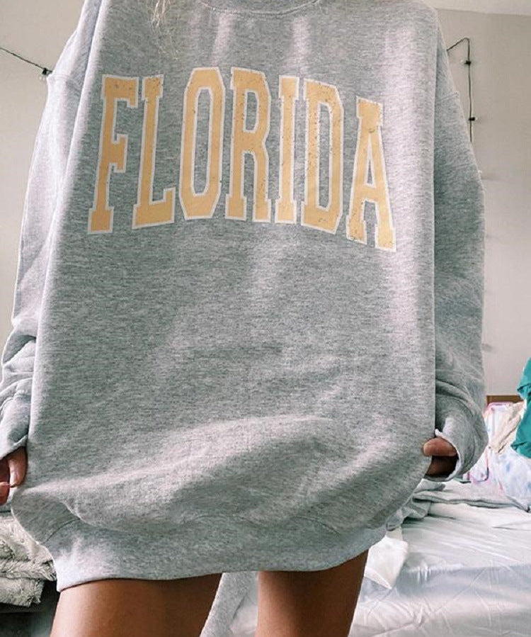 Ladies Florida Printed Long Sleeve Crewneck Sweatshirt
