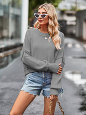 Women's Slouchy Solid Crewneck Cashmere Baggy Sweater