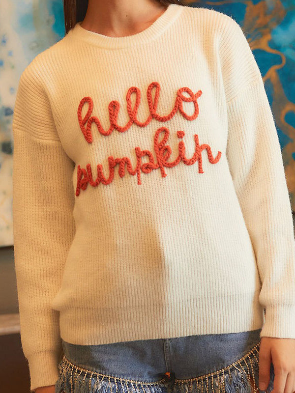 Women's Casual Pumpkin Graphic Pullover Sweater