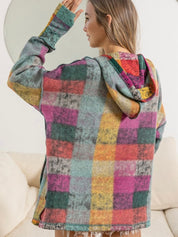 Women's Retro Beth Plaid Reverse Fleece Hoodie