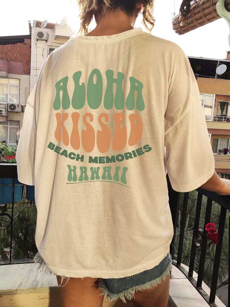 Womens Aloha Kissed Beach Memories Hawaii Shirt