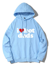 Oversized Blue I Love Hot Dads Hoodies