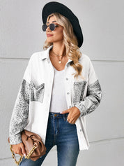 Women's Western Leopard Button Up Denim Shacket