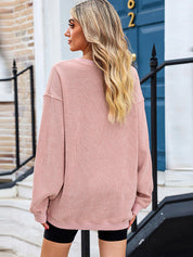 Women's Solid Knit Baggy Crewneck Sweatshirt