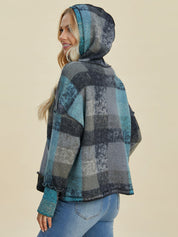 Women's Retro Beth Plaid Reverse Fleece Hoodie