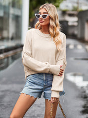 Women's Slouchy Solid Crewneck Cashmere Baggy Sweater