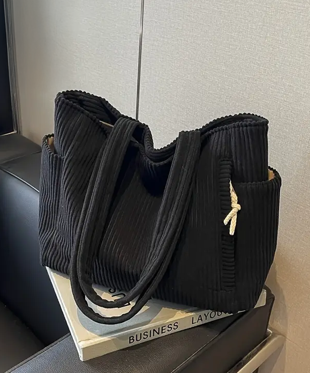 Tilda – Ribbed Tote Bag with Cord Detail