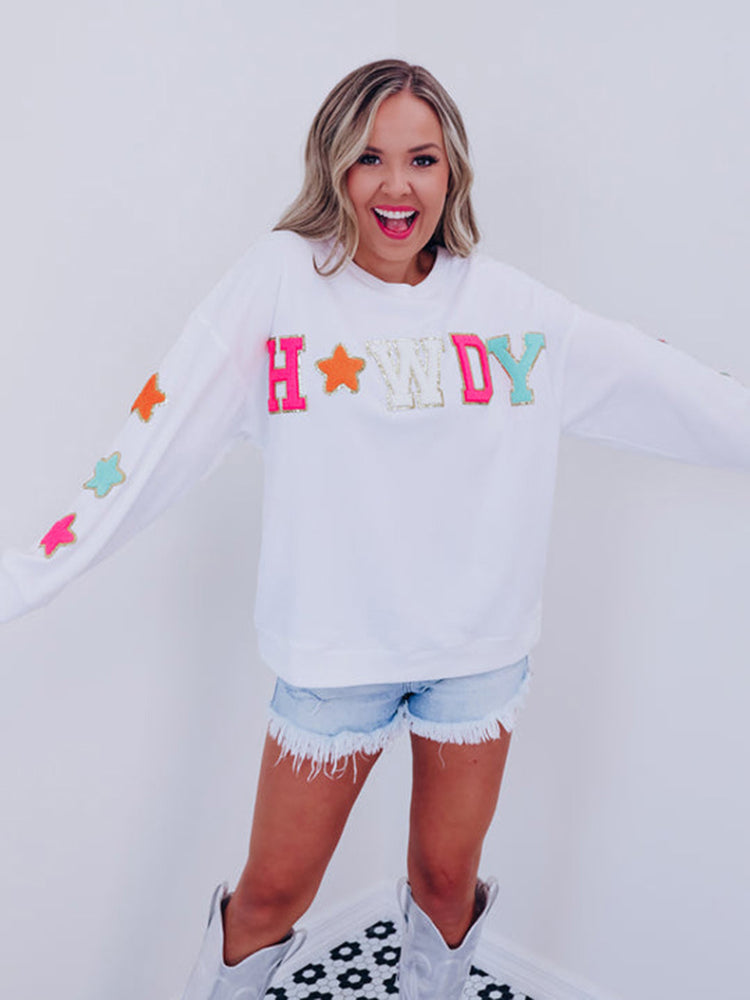 Sparkling Glitter Howdy Patch Sweatshirt