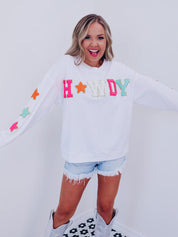 Sparkling Glitter Howdy Patch Sweatshirt