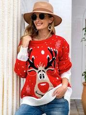 Women's Funny Reindeer Knit Ugly Christmas Sweater