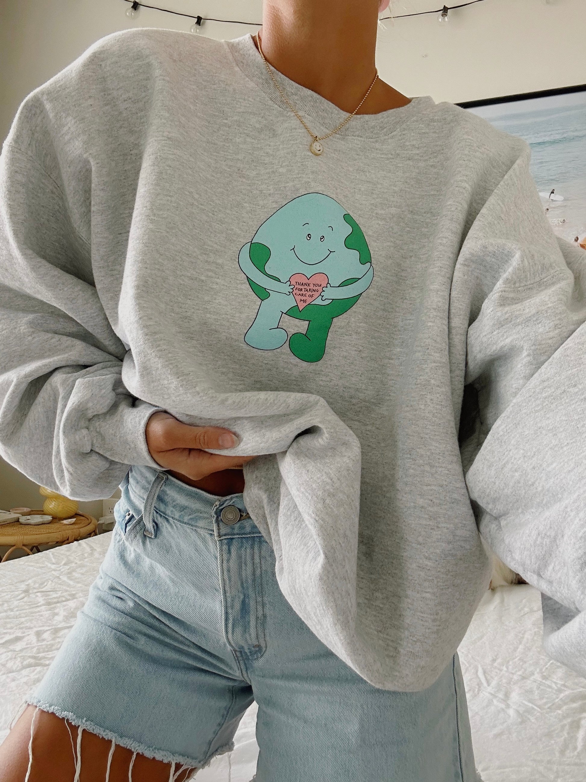 Earth Sprite Thank You For Taking Care Of Me Crew Neck Sweatshirt