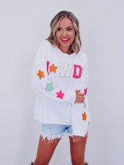 Sparkling Glitter Howdy Patch Sweatshirt