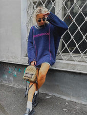 Women's Distressed Brut Prosecco Baggy Sweater