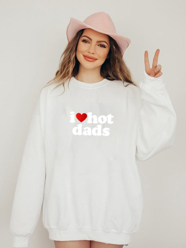 Oversized I Love Hot Dads Crewneck Sweatshirts