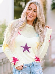 Women's Casual Colorful Stars Knitted Loose Sweater
