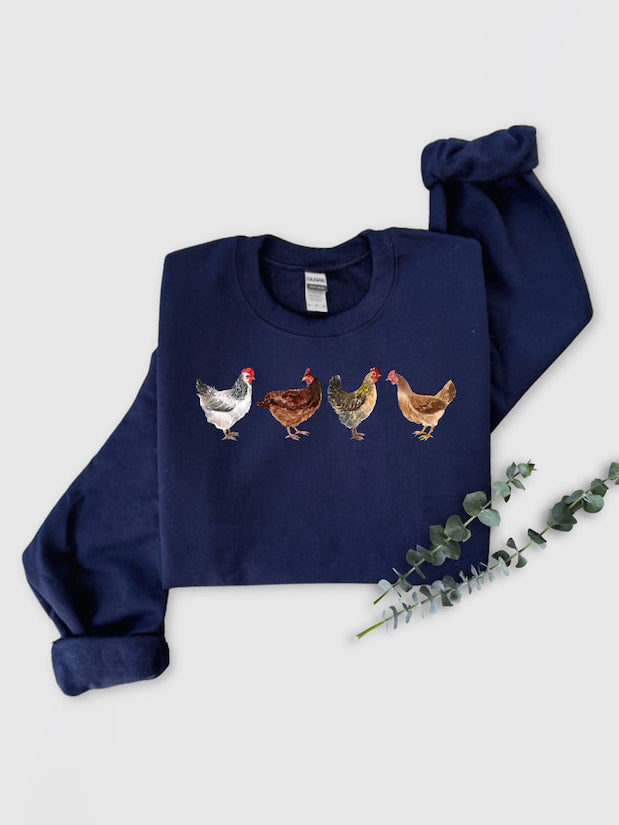 Women's Crazy Chicken Crewneck Sweatshirt