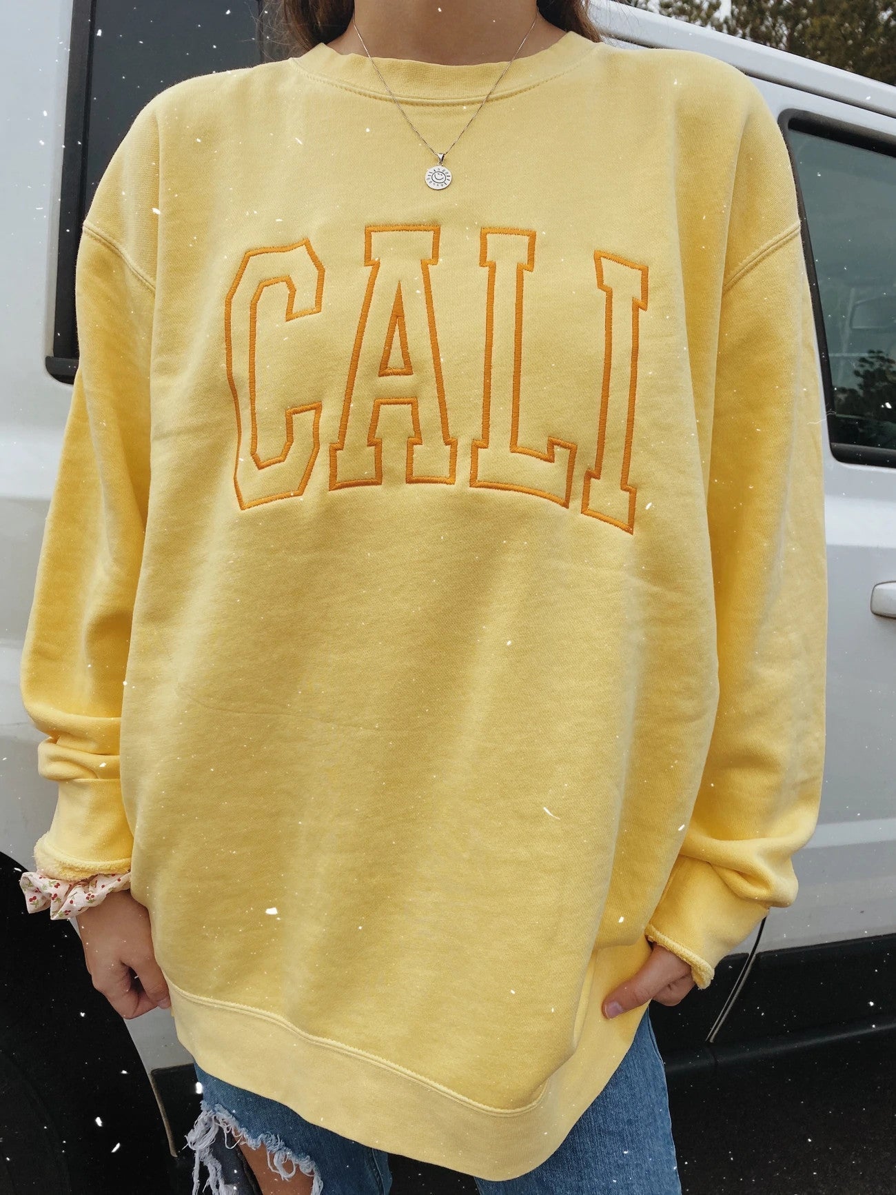 Ladies Call Printed Oversized Crew Neck Sweatshirt
