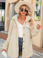 Women's Solid Color Lapel Button Up Thicken Jacket