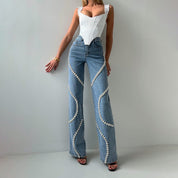 ZELENA | Jean Detail Rhinestones