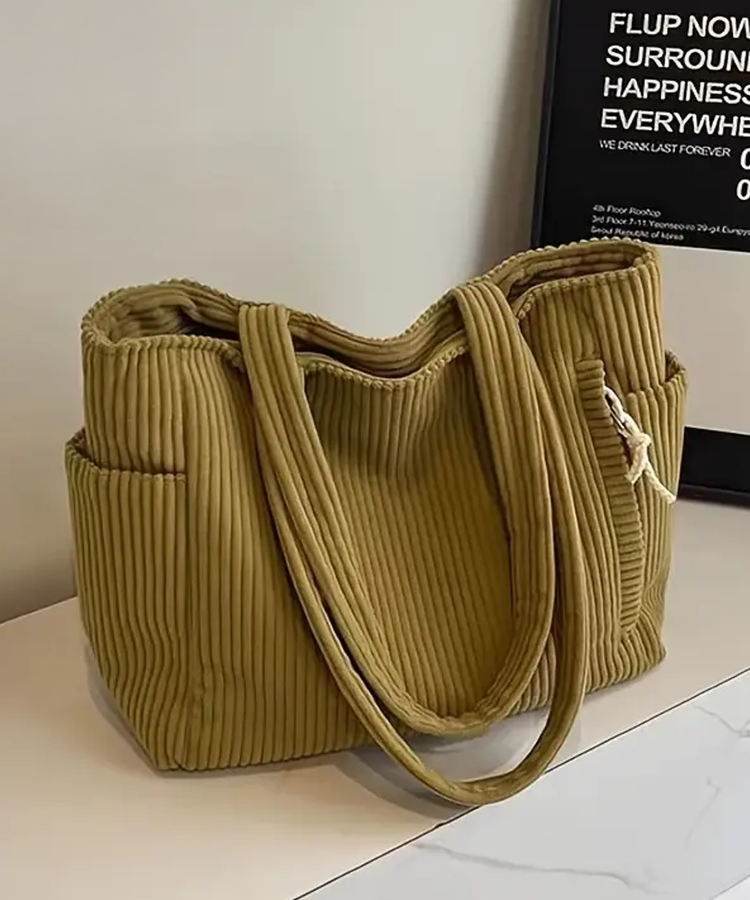 Tilda – Ribbed Tote Bag with Cord Detail