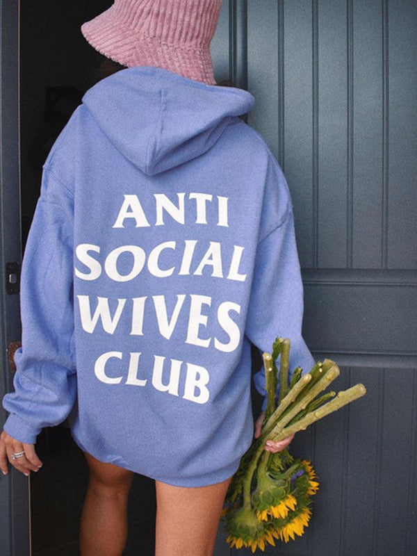 Sudadera de gran tamaño con estampado Anti Social Wives Club, a la moda