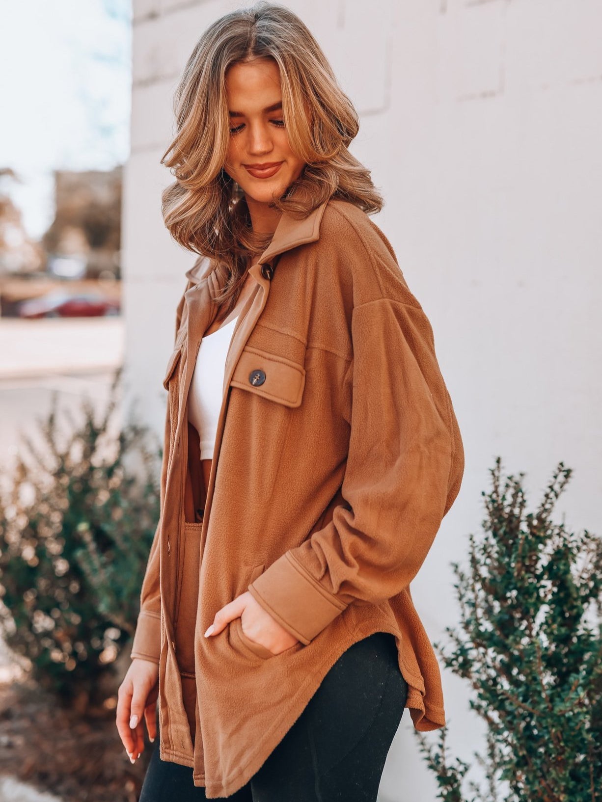 Women's Retro Button Down Plush Baggy Shirt Jacket