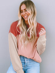 Chic Ribbed Color Block Knit Pullover Sweater