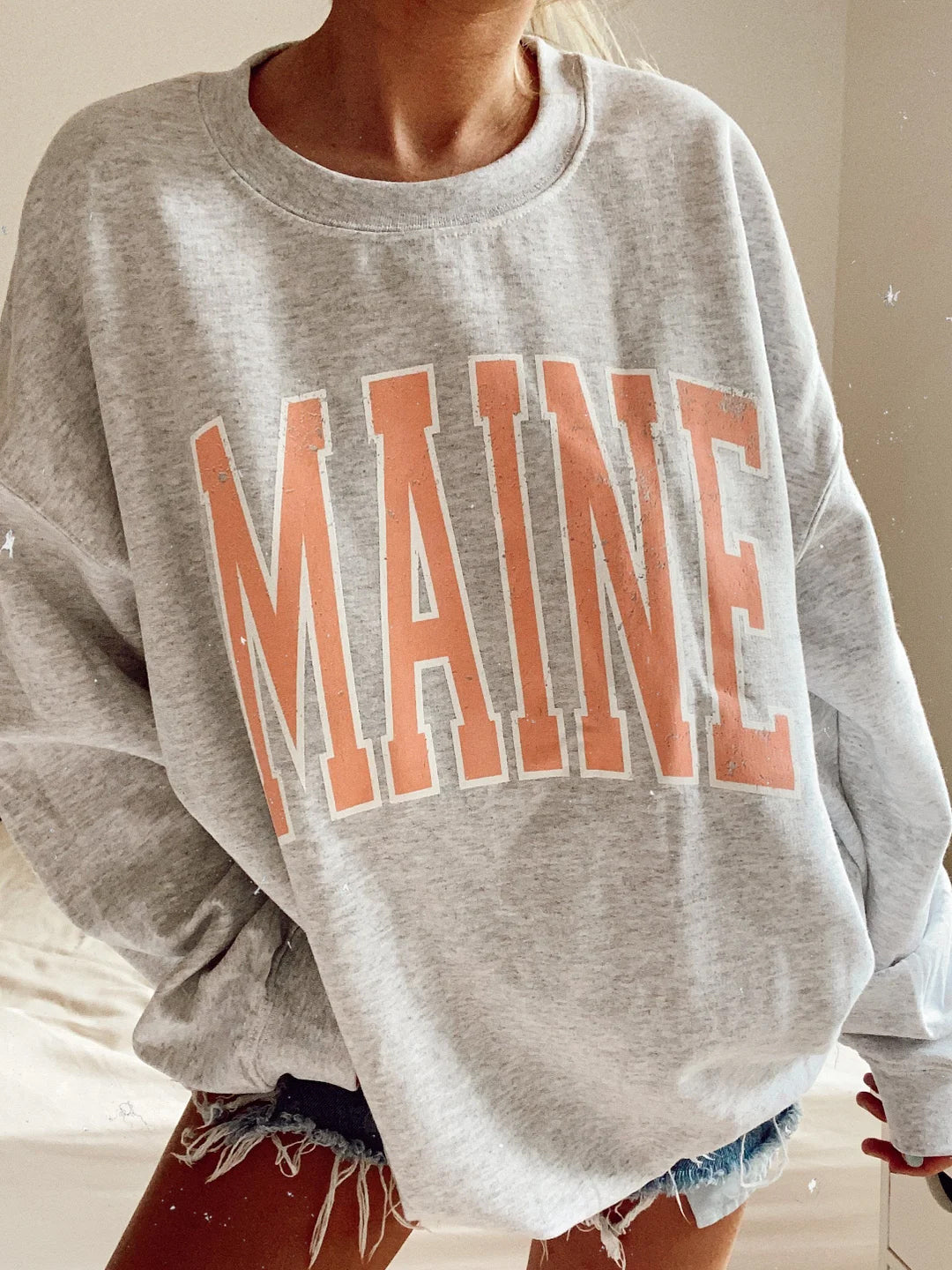 Preppy Maine Baggy Crew Neck Sweatshirt
