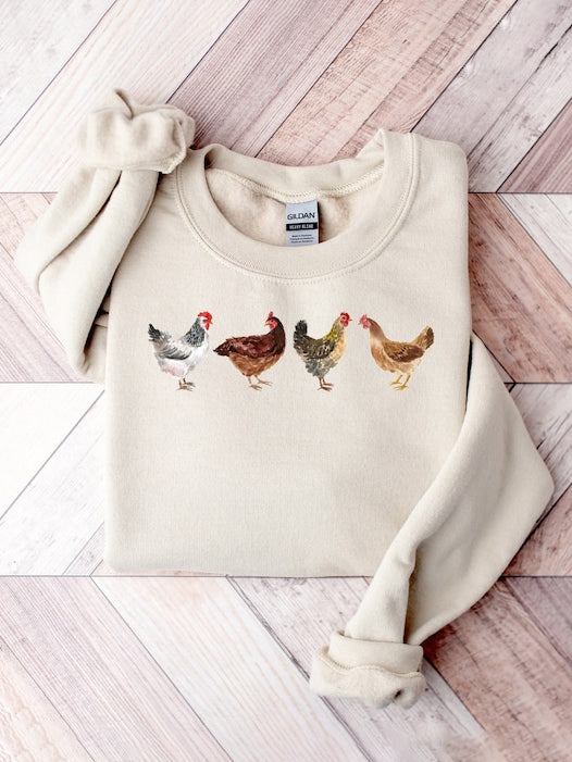 Women's Crazy Chicken Crewneck Sweatshirt