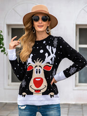 Women's Funny Reindeer Knit Ugly Christmas Sweater